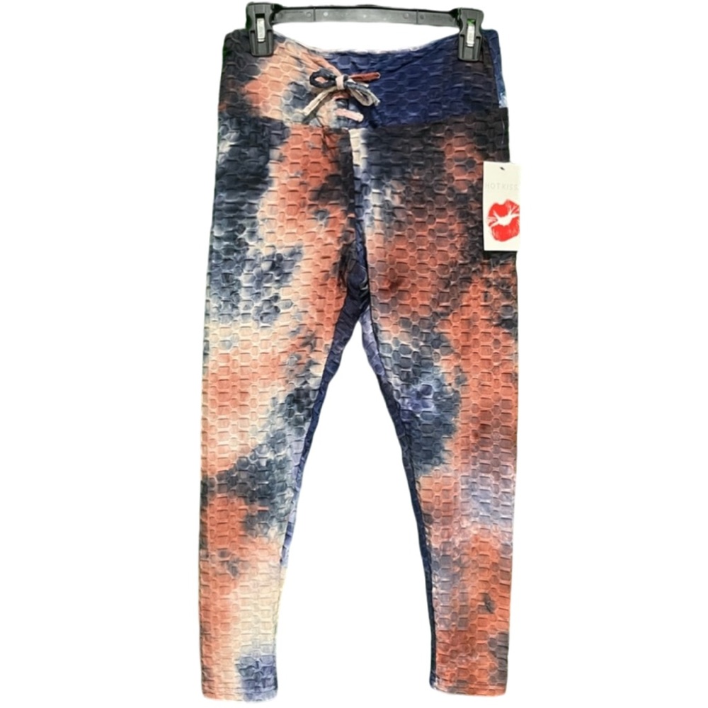 Hot Kiss Juniors Large Blue Brown Tie Dye Leggings NWT